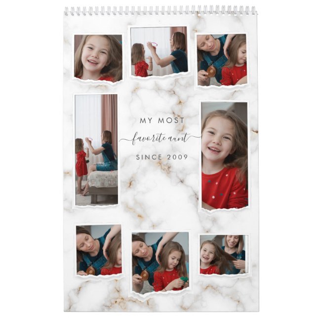 Custom 8 Eight Photo Collage Modern Elegant Family Calendar (Cover)