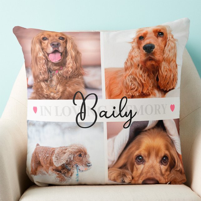 Custom 8 Photo Collage Dog Cat Rabbit Pet Memorial Cushion (Pet Memorial Pillow)