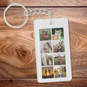 Custom 8 Photo Collage Key Ring