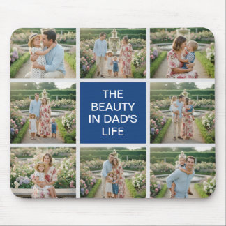 Custom 8 Photo Collage - Personalised Dad Gift Mouse Pad