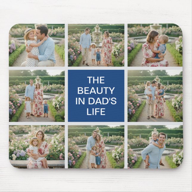 Custom 8 Photo Collage - Personalised Dad Gift Mouse Pad (Front)