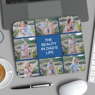 Custom 8 Photo Collage - Personalised Dad Gift Mouse Pad