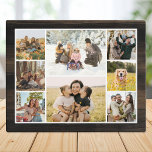 Custom 8 Photo Collage Plaque<br><div class="desc">Make your own photo display plaque featuring 8 of your cherished photo memories in a modern grid style photo collage. Simply add your pictures for custom photo home decor or personalised gift for family and friends. Features faux wood frame image background.</div>