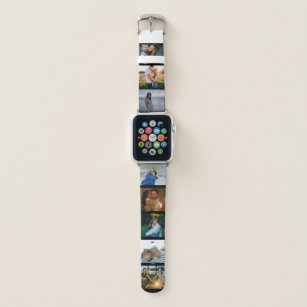 Custom 8 Photo Collage Template Personalised Black Apple Watch Band
