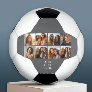 Custom 8 Photo Collage with Square Photos Soccer Ball