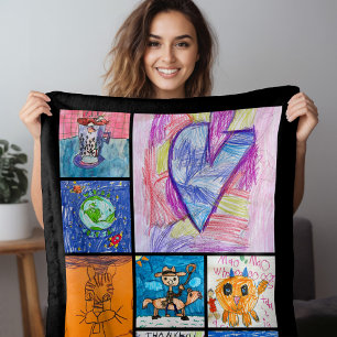 Custom 8 Photo Kids' Art Keepsake Fleece Blanket