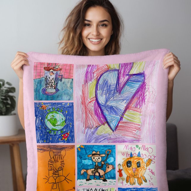 Custom 8 Photo Kids' Art Keepsake Fleece Blanket (Creator Uploaded)