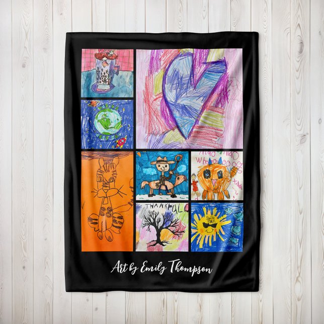 Custom 8 Photo Kids' Art Keepsake Fleece Blanket (Creator Uploaded)