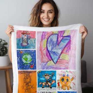 Custom 8 Photo Kids' Art Keepsake Fleece Blanket