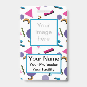 Custom 90s Shapes Badge ID Badge