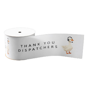 Custom 911 Dispatcher Goose With Headset Grosgrain Ribbon