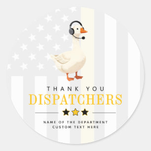 Custom 911 Dispatcher Goose With Headset Thank You Classic Round Sticker