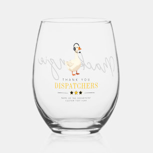 Custom 911 Dispatcher Goose With Headset Thank You Stemless Wine Glass