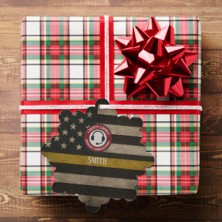 Custom 911 Dispatcher Thin Gold Line Tree Decoration Card