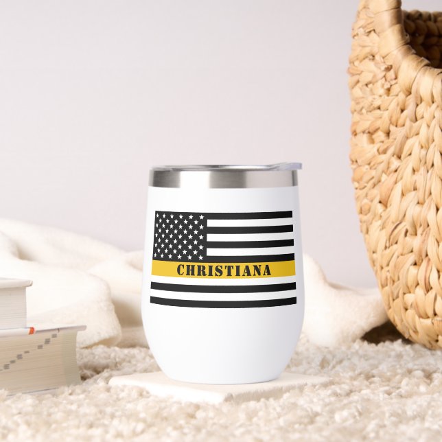 Custom 911 Dispatcher USA Flag Thin Gold Line (Living Room)