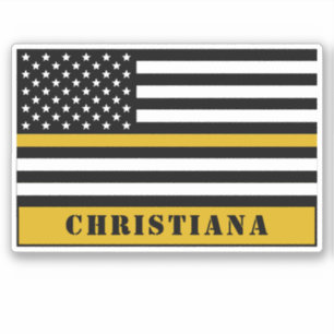 Custom 911 Dispatcher USA Flag Thin Gold Line