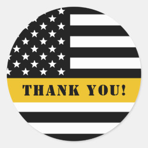 Custom 911 Dispatcher USA Flag Thin Gold Line Classic Round Sticker