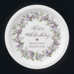 Custom 95th Birthday Purple Lilac Spring Flower Paper Plate<br><div class="desc">Add a special touch to your party decor with these personalised paper plates. They will make the birthday celebrant feel very special and look great in pictures. It takes only minutes to add the birthday celebrant's name. The soft watercolor lilac wreath is perfect for a spring birthday or a woman...</div>