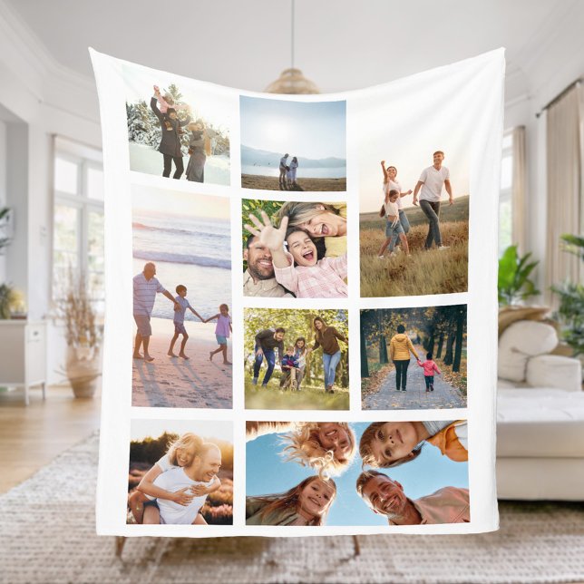 Custom 9 Photo Collage Fleece Blanket (Creator Uploaded)