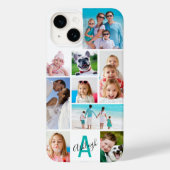 Custom 9 Photo Collage Monogram Name Your Colours Case-Mate iPhone Case (Back)