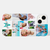 Custom 9 Photo Collage Monogram Name Your Colours Case-Mate iPhone Case (Back (Horizontal))