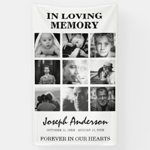 Custom 9 Photo Funeral In Loving Memory Memorial B Banner