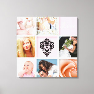 custom 9-Photo On Canvas, White Frame Template Canvas Print