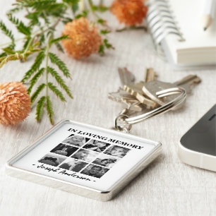 Custom 9 Photo Remembrance In Loving Memory Key Ring