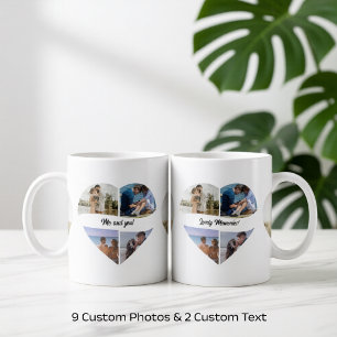 Custom 9 Photos in Heart - Anniversary Gift - Mug