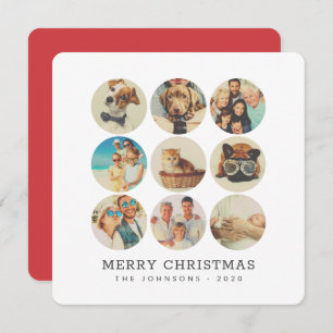 Custom 9 Photos Modern Family & Pet Memories Holiday Card