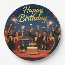 Custom 9" Round Birthday Dinner Plates