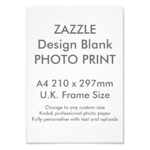 Custom A4 Photo Print  UK Frame Size