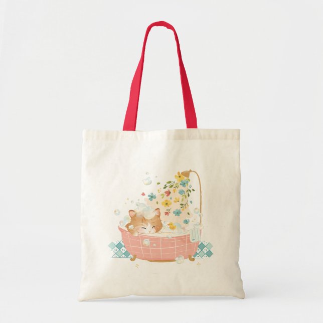 [Custom] A Cat's Day - Spring Flower Bubble Bath Tote Bag (Front)