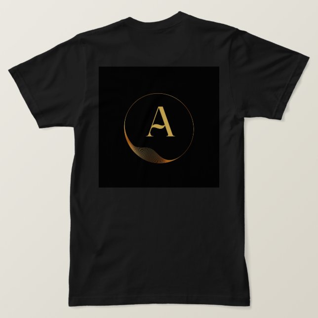Custom A symbol Monogram Printed Men's Black colou T-Shirt (Design Back)