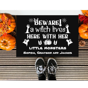 Custom A Witch Lives Here with Her Little Monsters Doormat