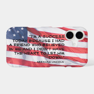 Custom Abraham Lincoln Quote Over Flag Background