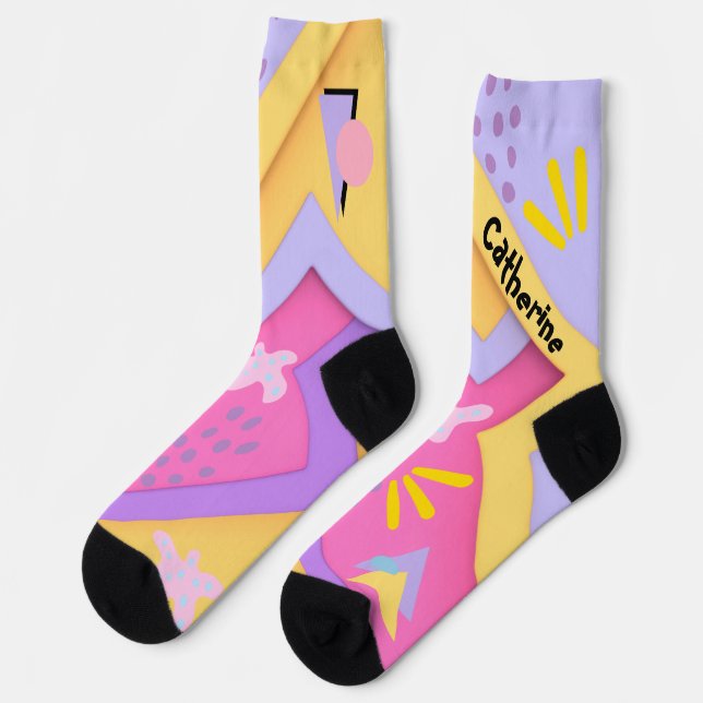 Custom abstract art pink girl socks (Left)