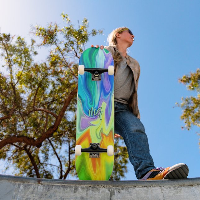 Custom Abstract Burning Waves Skateboard (Outdoor 1)