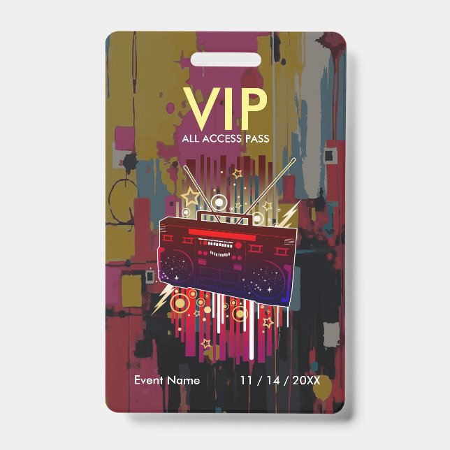 Custom Abstract Colour Block VIP Pass For Event ID Badge (Front)