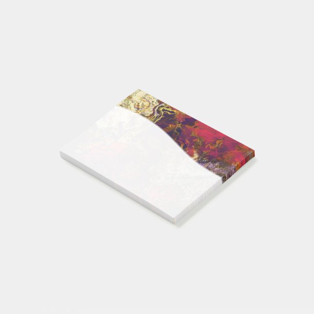 Custom Abstract Evening Red Cream & Midnight Swirl Post-it Notes (Angled)