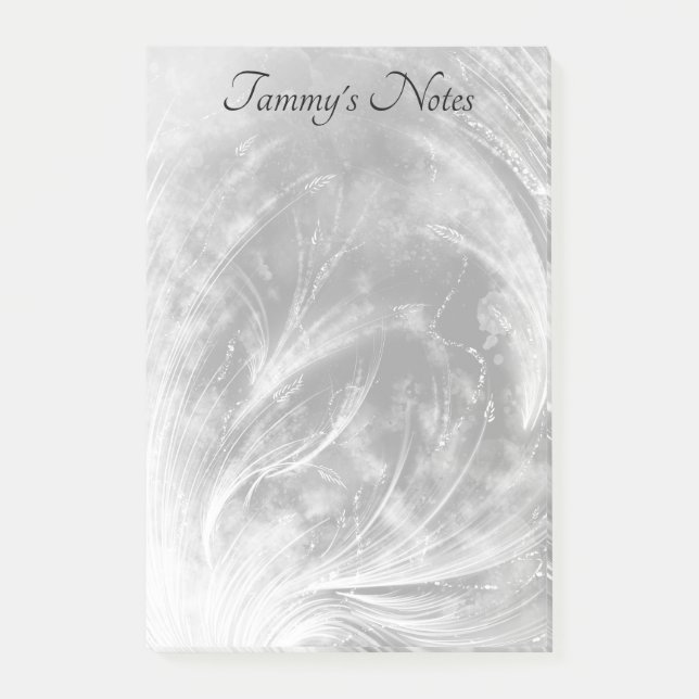 Custom Abstract Gray Dandelions and fireflies  Post-it Notes (Front)