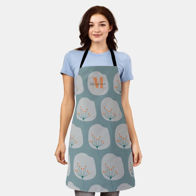 Custom Abstract Modern Grey Blue  Apron (Worn)