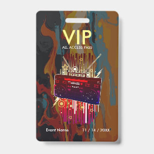 Custom Abstract Paint Pour VIP Pass For Creative ID Badge