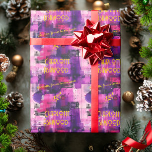 Custom Abstract Purple and Yellow Gift Wrap