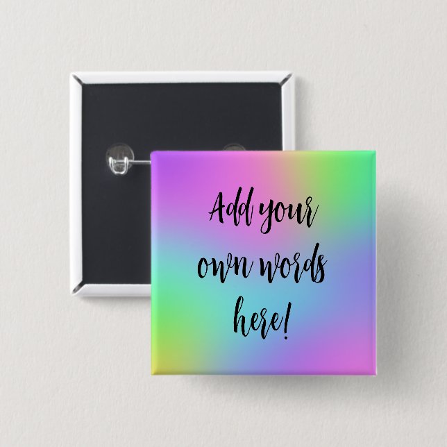 Custom Abstract Rainbow Square Button (Front & Back)