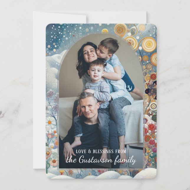 Custom Abstract Snowflakes Floral Holiday Wreath (Front)