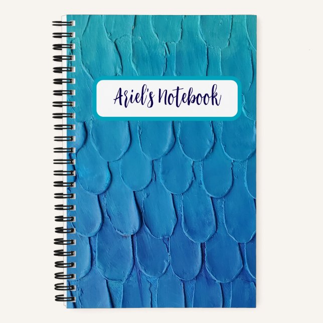 Custom Abstract Underwater Blue Ombre Mermaid Notebook (Front)
