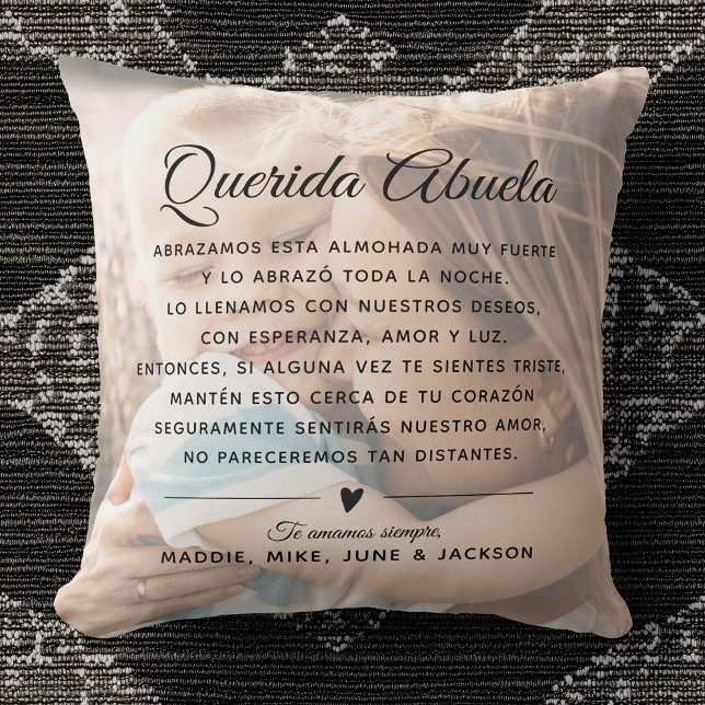 Custom Abuela Message Photo Modern Mother's Day Cushion (Creator Uploaded)