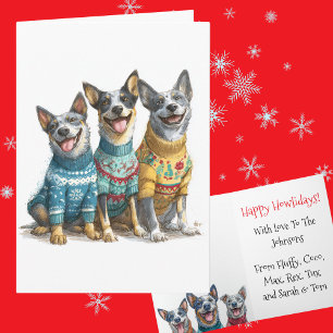Custom ACD Heeler Christmas Ugly Sweater Holiday  Card