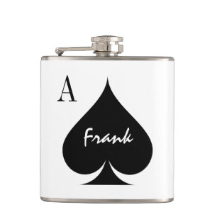 Custom Ace of spades playing card suit drink flask
